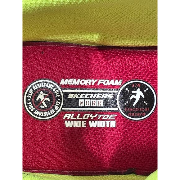 Skechers Flex Sole Work Alloy Toe Black Neon Safety Sneakers Size 10 Men Wide - Picture 8 of 10